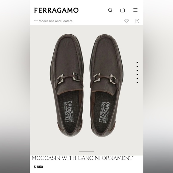Ferragamo Men’s leather loafers in dark brown, size 10 like new main image 5